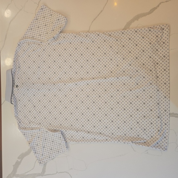 Greyson Performance Logo Print Golf Polo White Gray Blue Mens Size Large - Picture 5 of 7